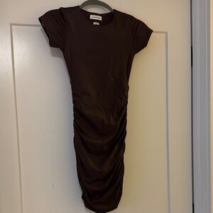 Aritzia Chocolate Brown Ruched Short Dress